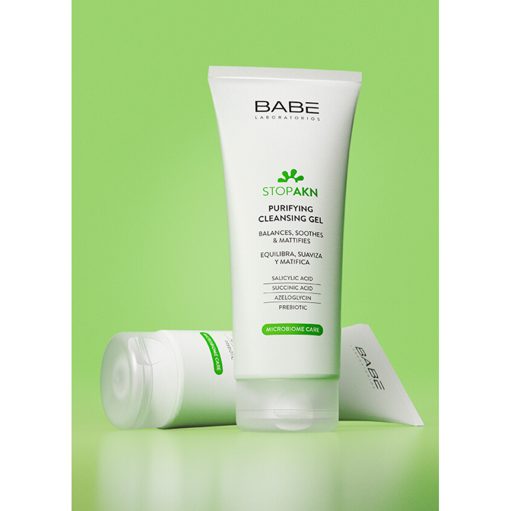 Очищающий гель для жирной и проблемной кожи - Babe Laboratorios Stop AKN Purifying Cleansing Gel фото 2