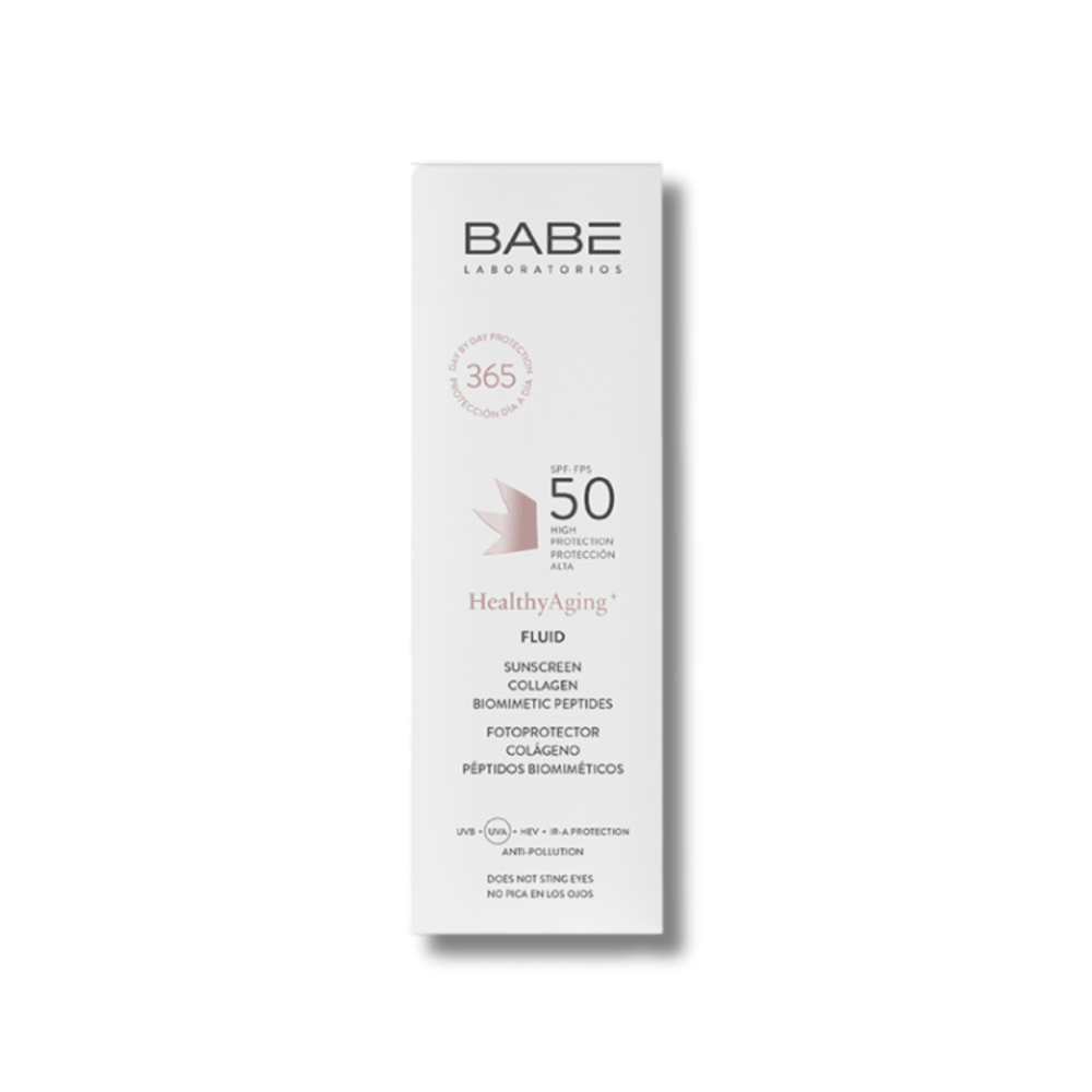 Солнцезащитный флюид с ANTI-AGE эффектом SPF 50 с коллагеном и пептидами - Babe Laboratorios HealthyAging+ Fluid SPF 50 фото 2