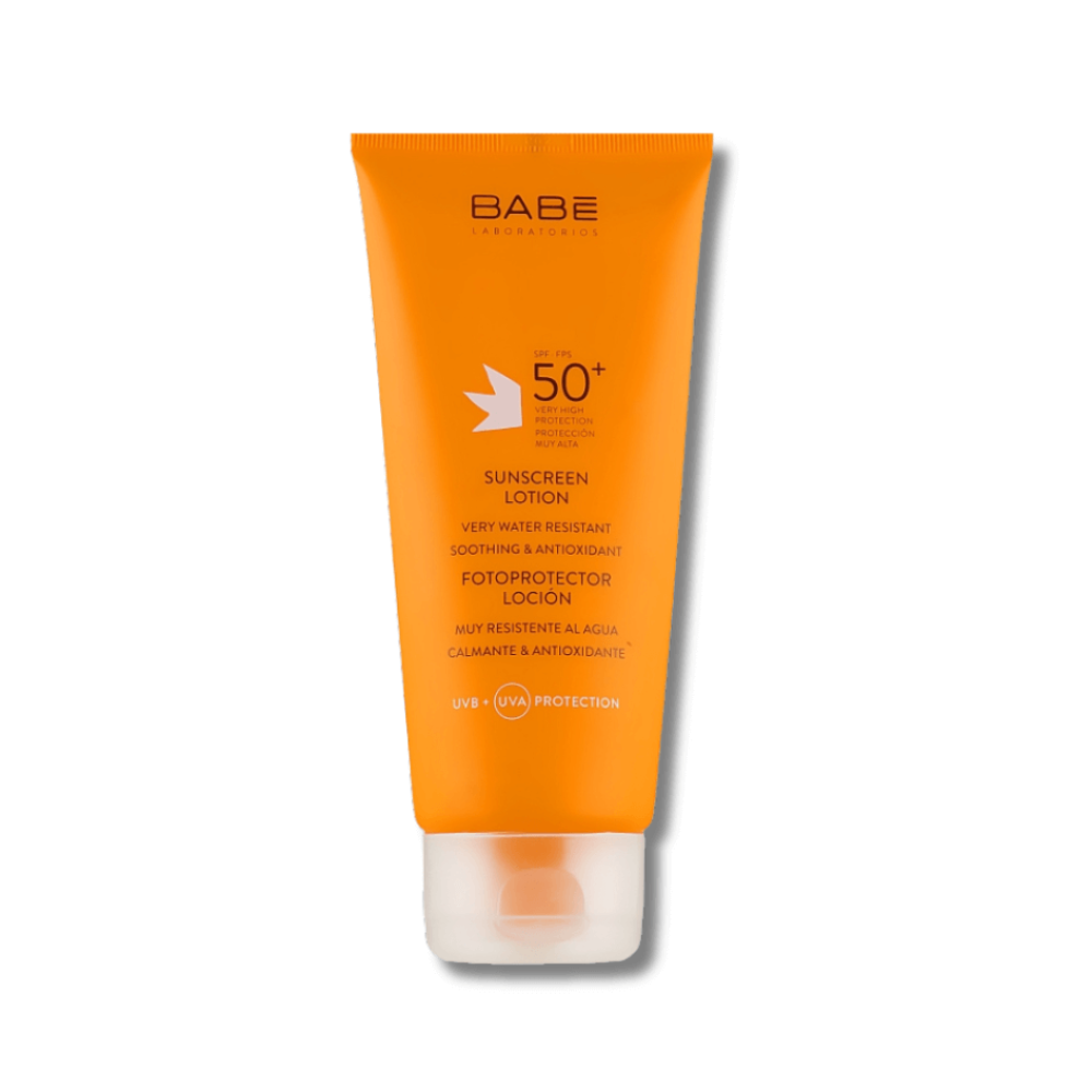 Сонцезахисний лосьйон з дуже високим ступенем захисту SPF 50+ та заспокійливими активними компонентами - Babe Laboratorios Sunscreen Lotion SPF 50+ - Фото 1