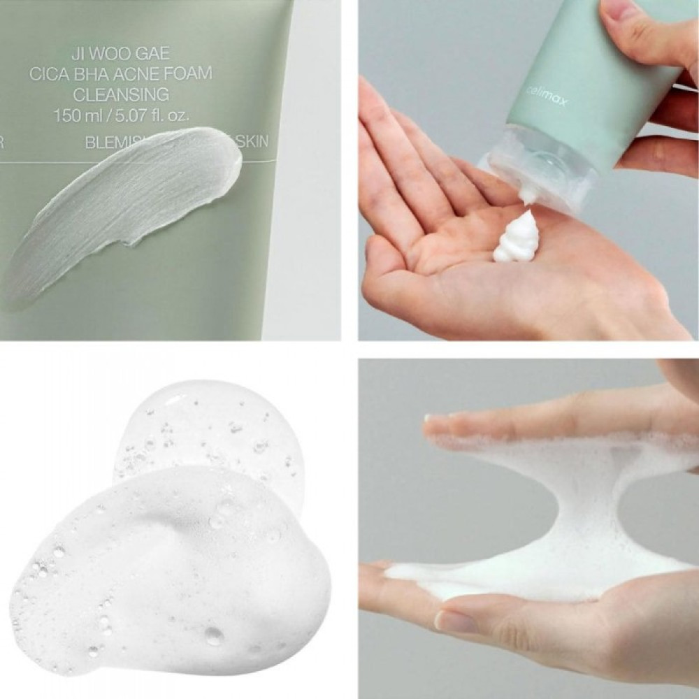 Очищающая пенка для проблемной кожи - Celimax Ji Woo Gae Cica BHA Acne Foam Cleansing фото 3