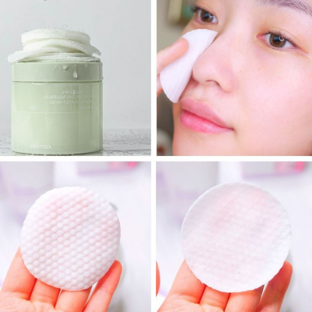 Отшелушивающие тонер-пэды для лица с мадекассосидом и BHA-кислотой - Celimax Heartleaf BHA Peeling Pad фото 3
