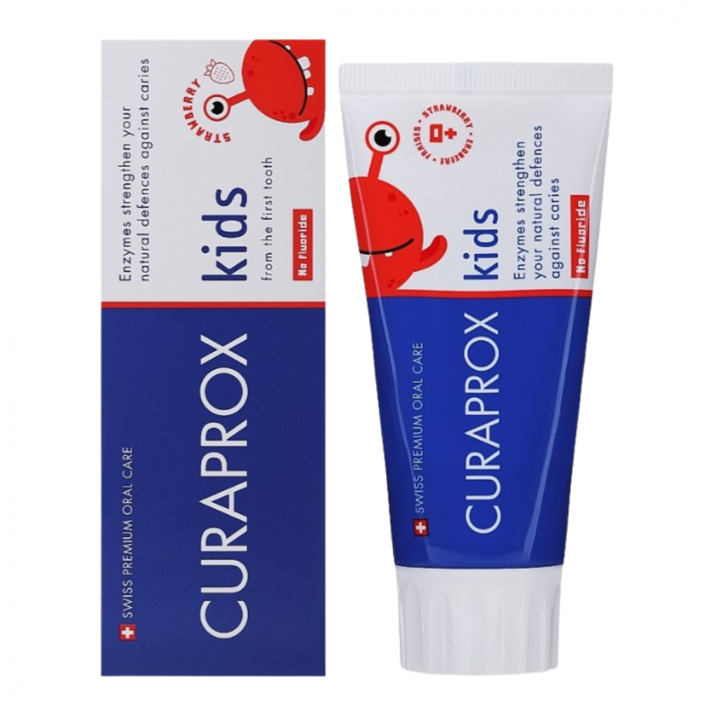 Дитяча паста зі смаком полуниці, без фтору - Curaprox TPkids0S - Фото 1