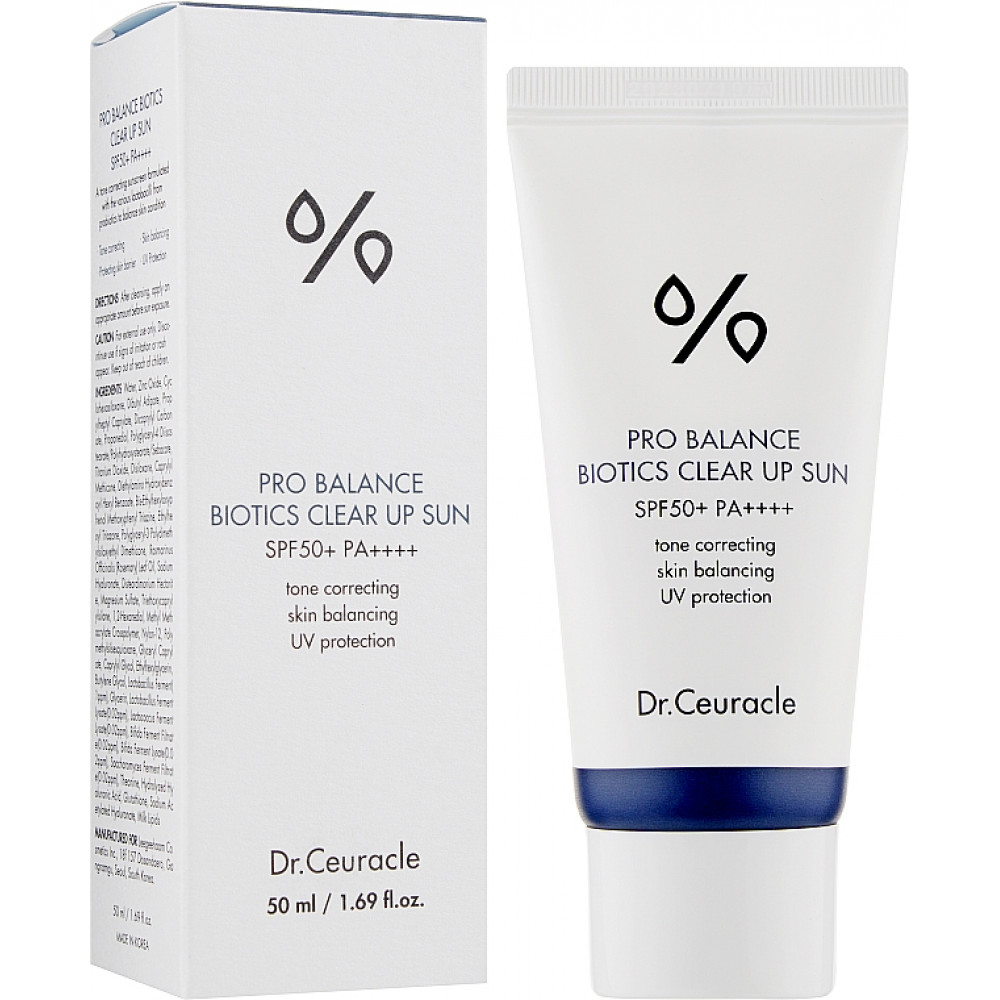 Солнцезащитный крем-эмульсия с пробиотиками - Dr.Ceuracle Pro Balance Biotics Clear Up Sun SPF50+ - Фото 1