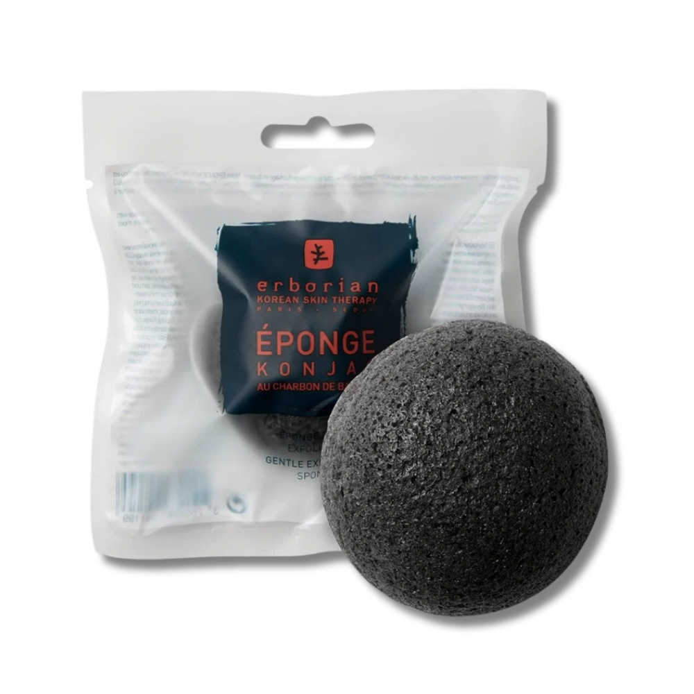Нежный спонж-эксфолиант с бамбуковым углем - Erborian Charcoal Konjac Sponge - Фото 1