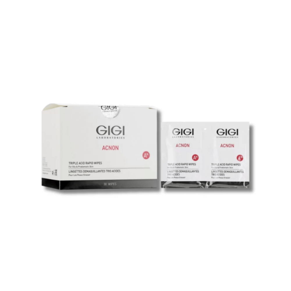 Вологі серветки - Gigi Acnon Triple Acid Rapid Wipes - Фото 1