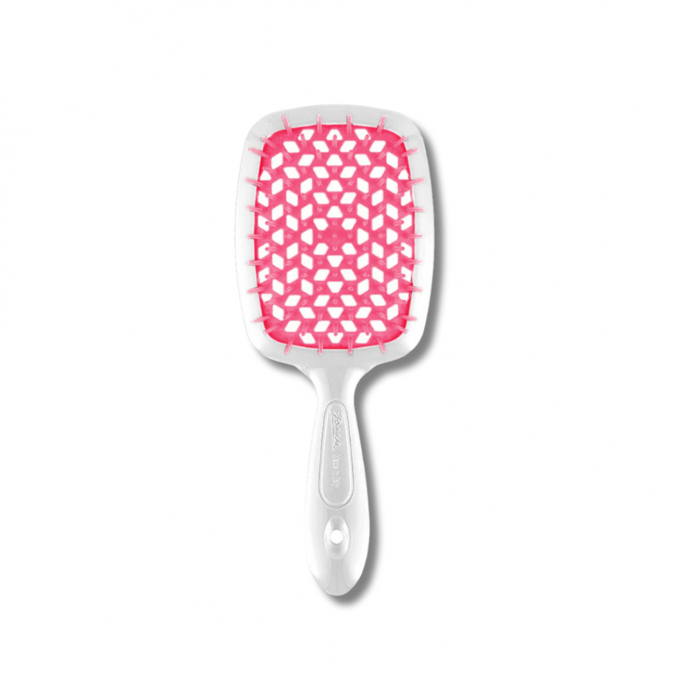  Маленькая расческа для волос бело-розовая - Janeke Small Superbrush