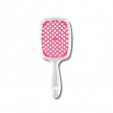  Маленькая расческа для волос бело-розовая - Janeke Small Superbrush