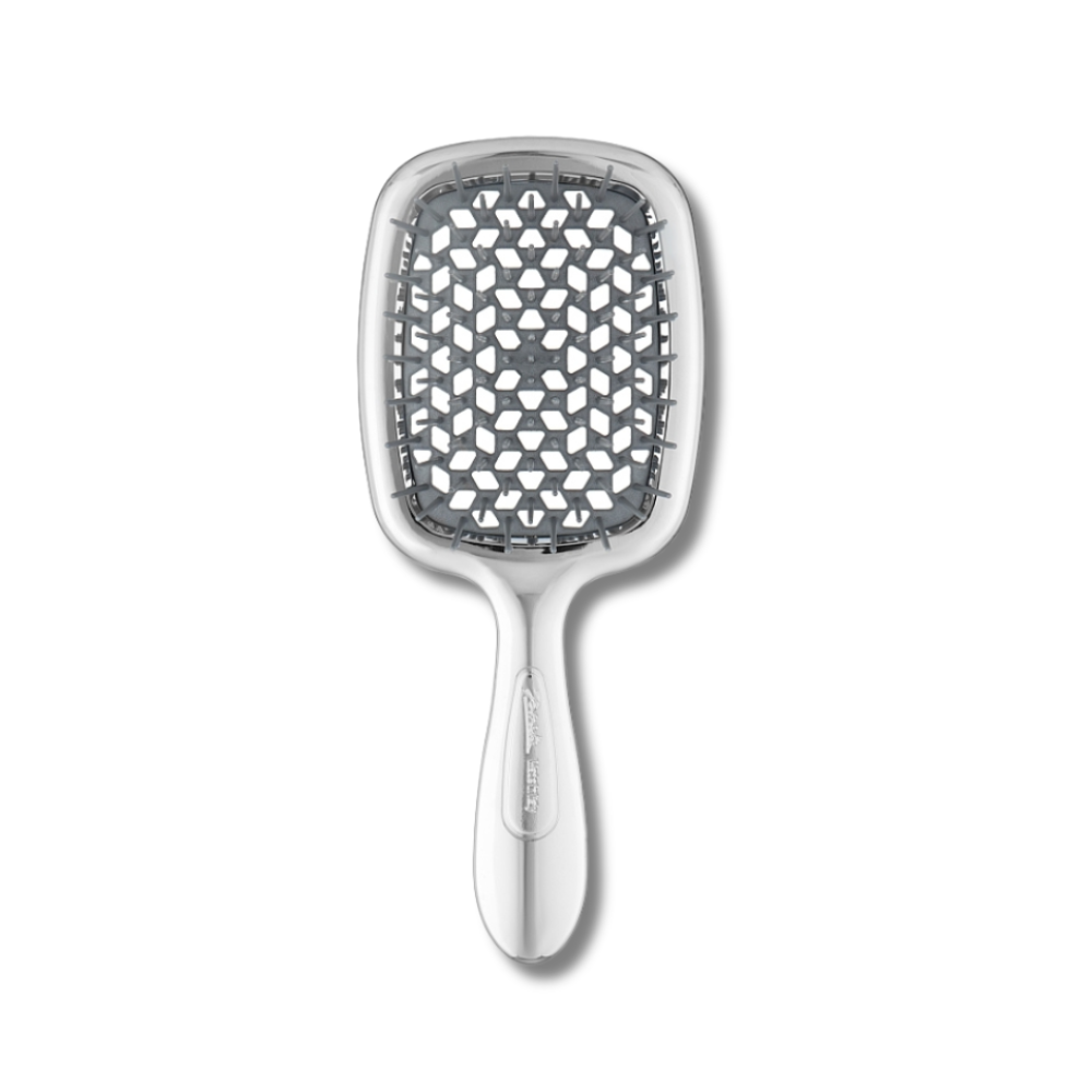 Маленькая расческа для волос хром с серой серединкой - Janeke Small Superbrush