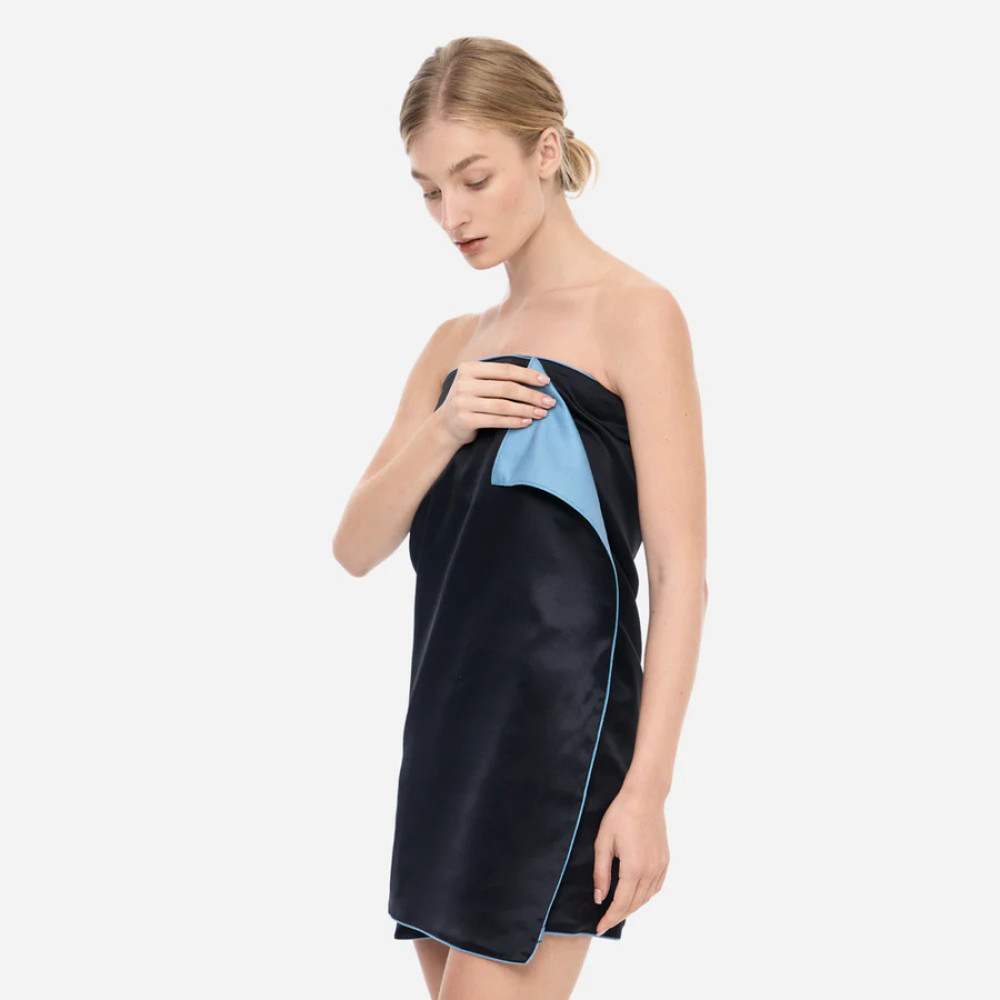 Рушник для тіла з шовку та мікрофібри чорний - MOLODO Silk & Microfibre Towel Black фото 3