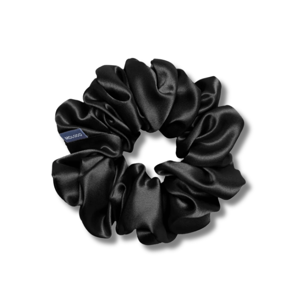 Шелковая резинка для волос чёрная - MOLODO Silk Scrunchie Large Black - Фото 1