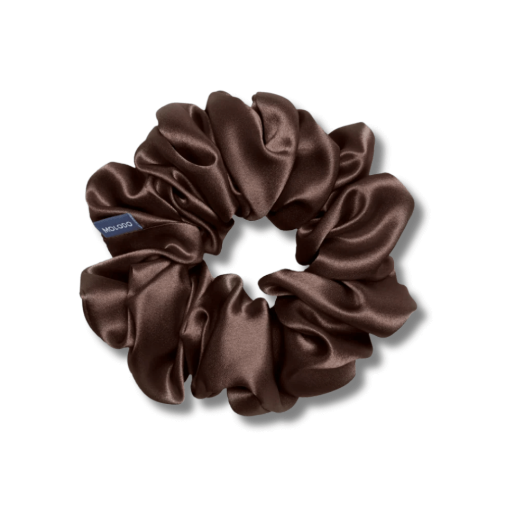 Шелковая резинка для волос коричневая - MOLODO Silk Scrunchie Large Brown - Фото 1