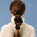 Шелковая резинка для волос коричневая - MOLODO Silk Scrunchie Medium Brown фото 3