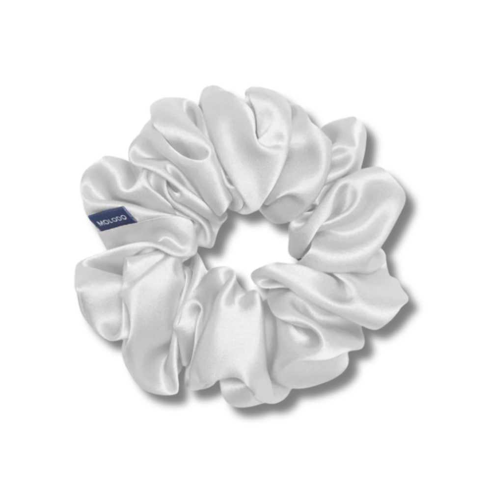 Шелковая резинка для волос молочная - MOLODO Silk Scrunchie Large Off White фото