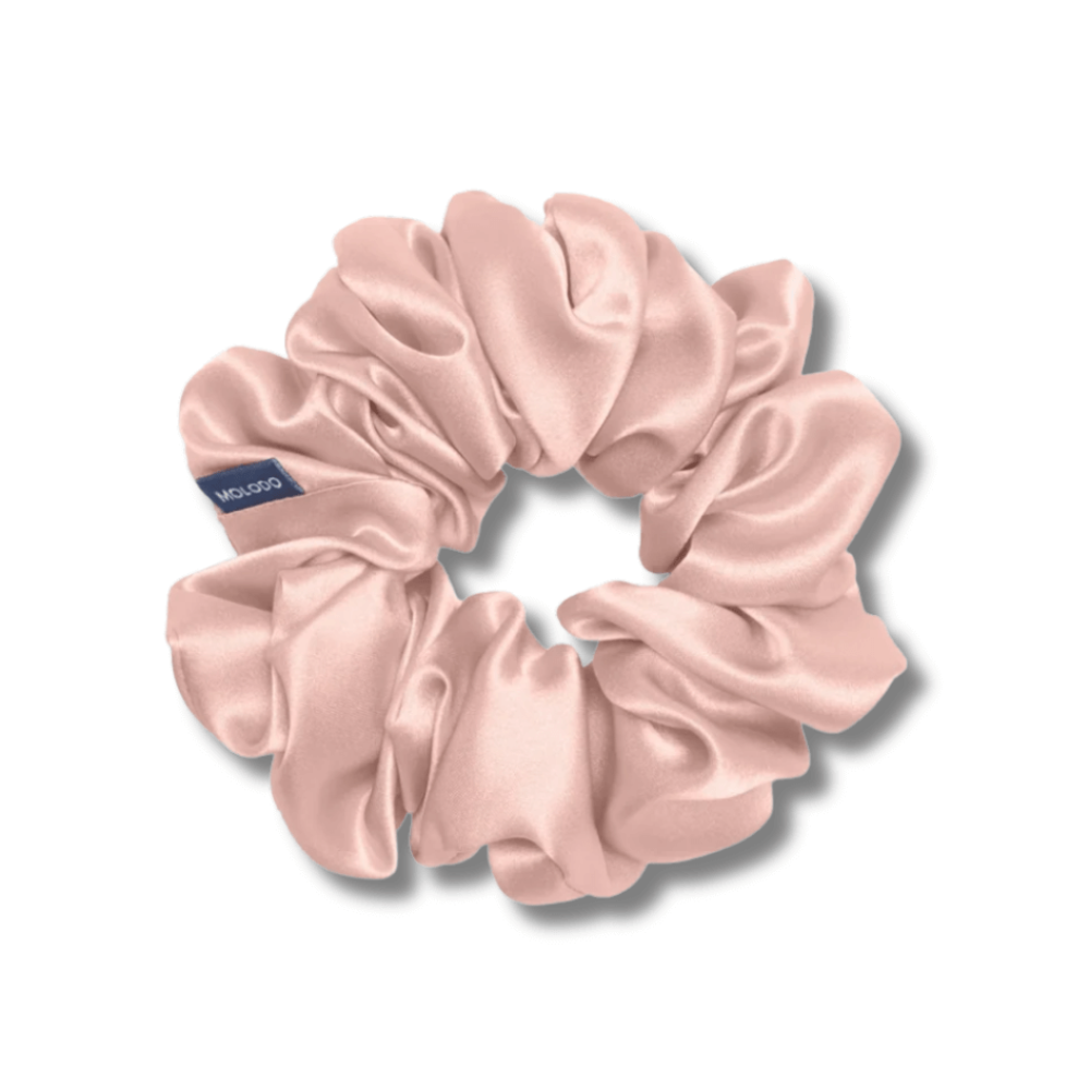 Шелковая резинка для волос пудровая - MOLODO Silk Scrunchie Large Powder Pink фото