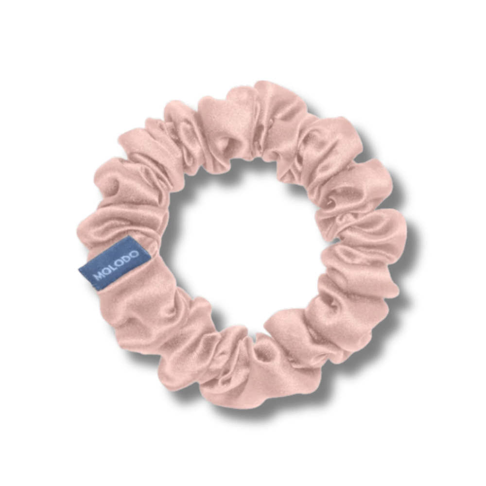Шелковая резинка для волос пудровая - MOLODO Silk Scrunchie Medium Powder Pink - Фото 1