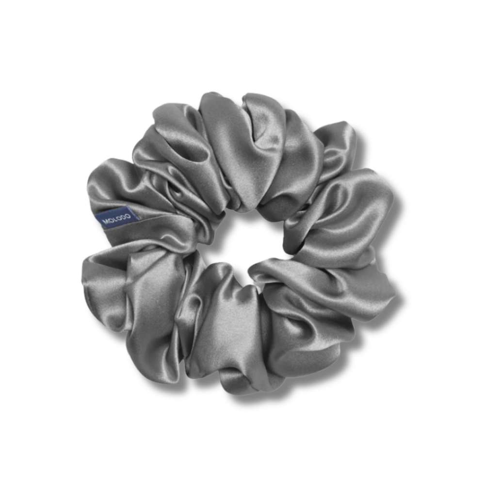 Шелковая резинка для волос серая - MOLODO Silk Scrunchie Large Stone Grey фото