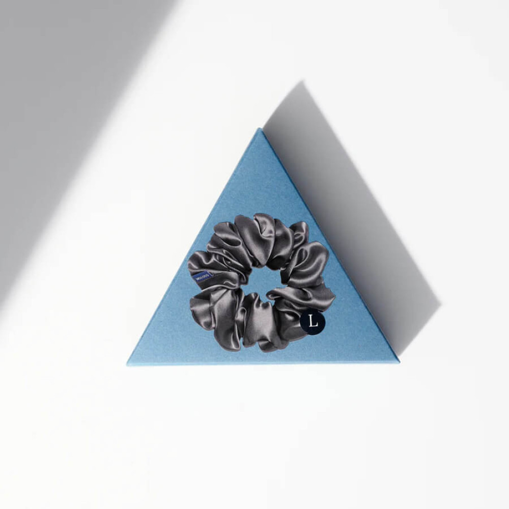 Шелковая резинка для волос серая - MOLODO Silk Scrunchie Large Stone Grey фото 2