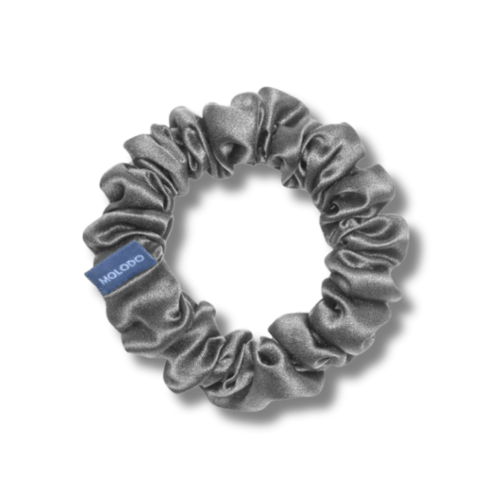 Шелковая резинка для волос серая - MOLODO Silk Scrunchie Medium Stone Grey - Фото 1
