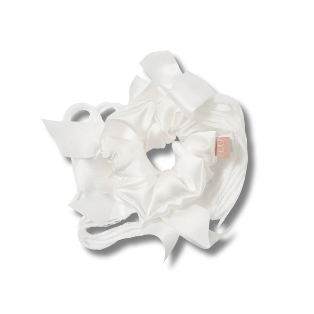 Дизайнерська шовкова резинка біла - MON MOU x BOBKOVA Silk Large Scrunchie White - Фото 1