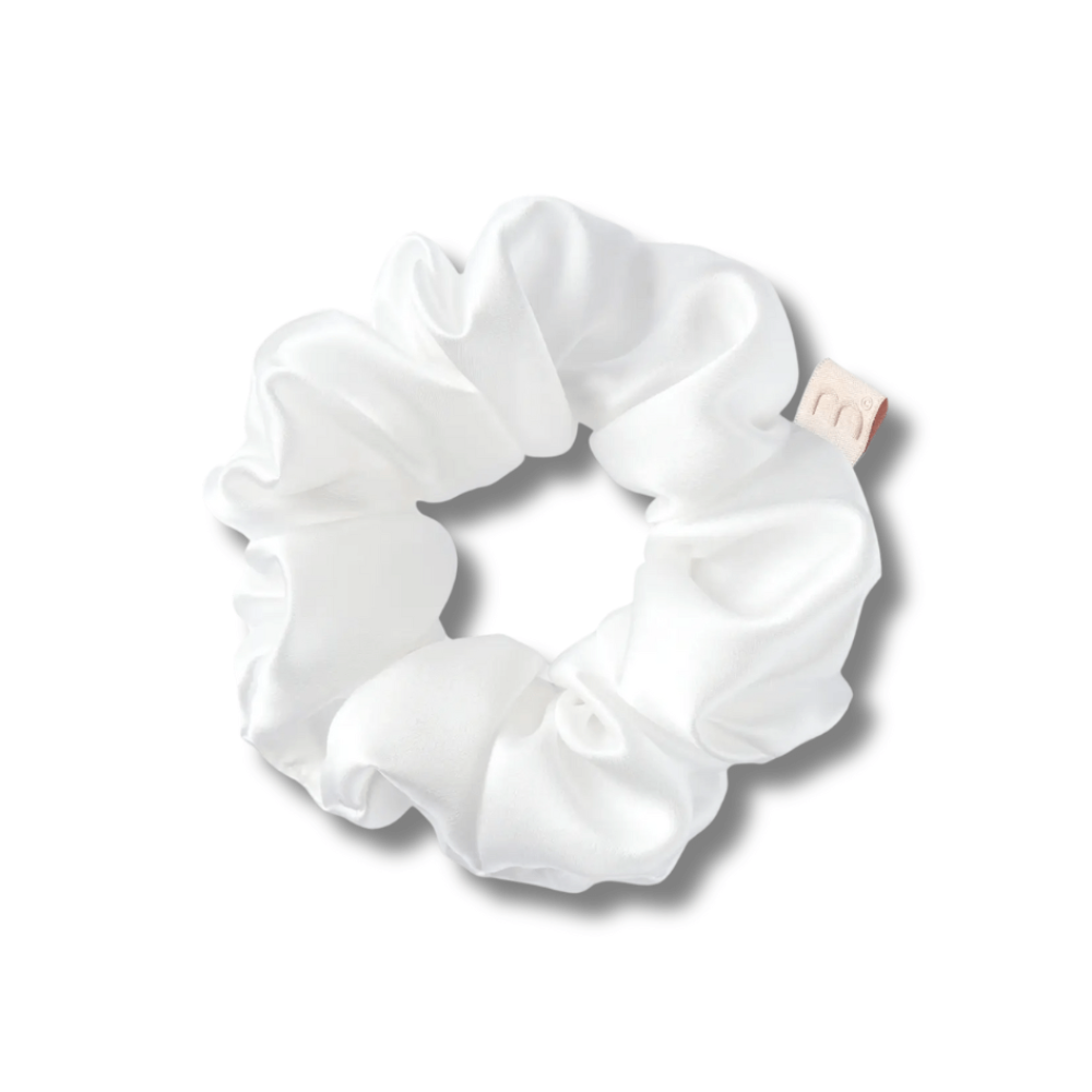 Об'ємна резинка для волосся біла - MON MOU Silk Large Scrunchie White - Фото 1