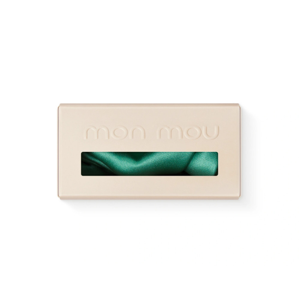 Об'ємна резинка для волосся зелена - MON MOU Silk Large Scrunchie Green фото 2