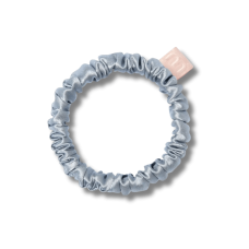 Тонка резинка для волосся сіро-блакитна  - MON MOU Silk Slim Scrunchie Gray Blue