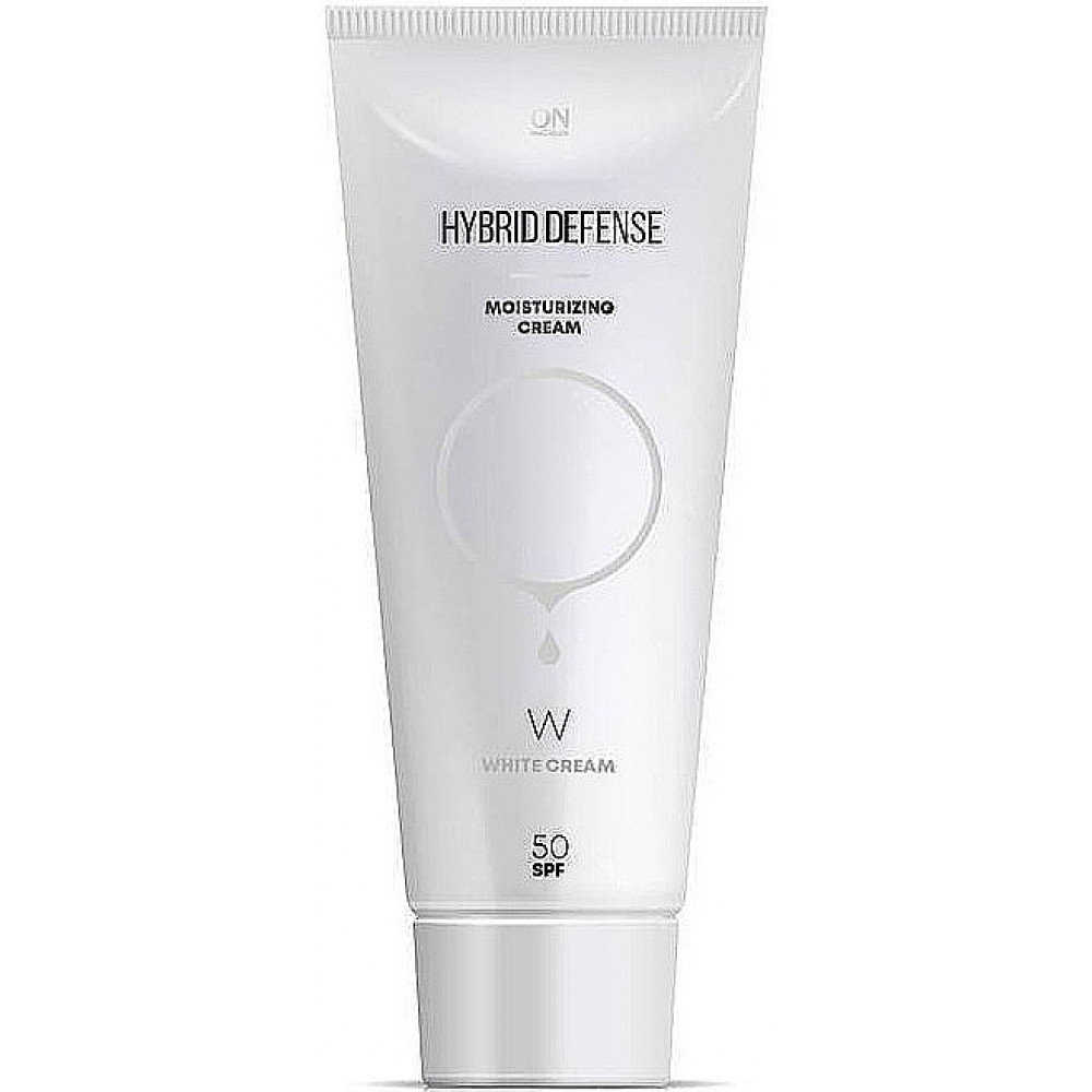 Захисний, зволожуючий крем-гібрид SPF 50 - ONmacabim Hybrid Defense Moisturizing Cream SPF 50 White Cream - Фото 1