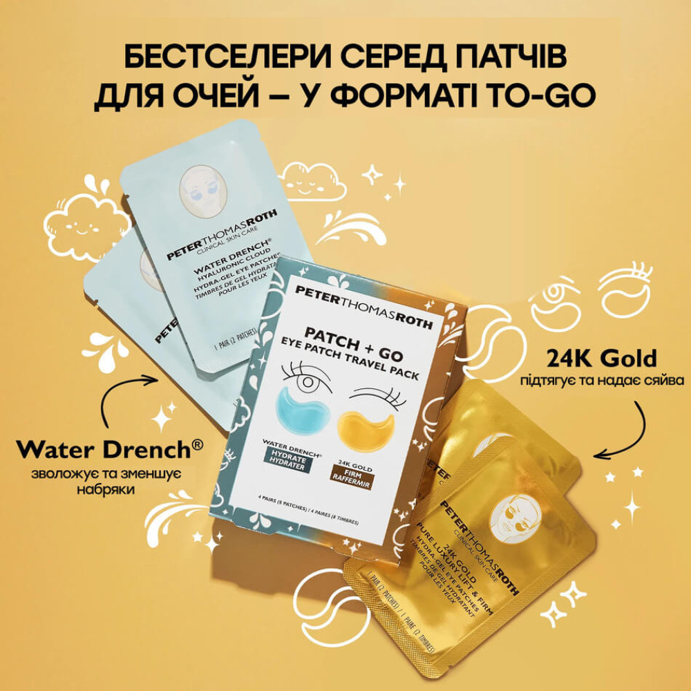 Дорожній набір патчів для зони навколо очей - Peter Thomas Roth Eye Patch Travel Pack "Patch + Go" 4 pairs фото 2