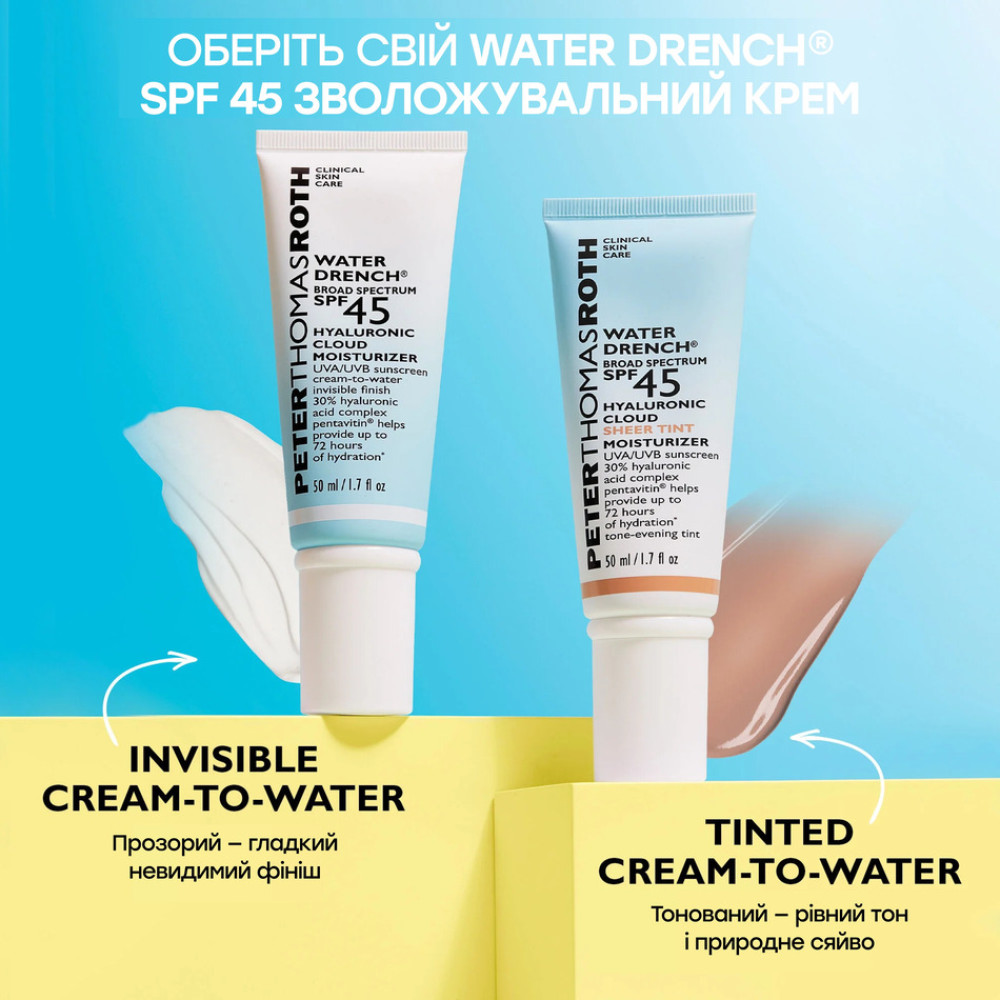 Увлажняющий солнцезащитный крем для лица с SPF 45 - Peter Thomas Roth Water Drench Broad Spectrum SPF 45 Hyaluronic Cloud Moisturizer фото 3