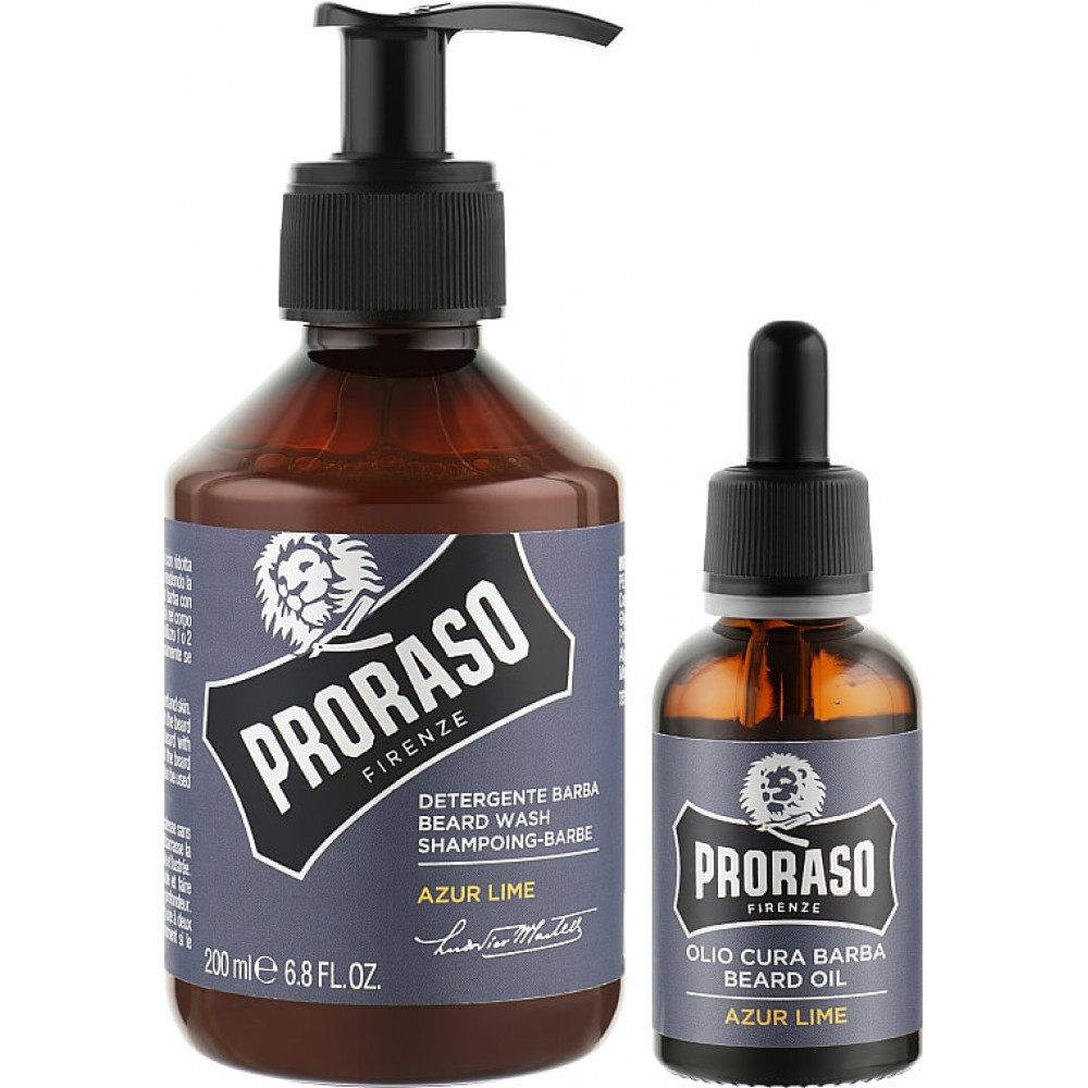 Набор для бороды - Proraso Duo Pack Oil + Shampoo Azur Lime фото 2