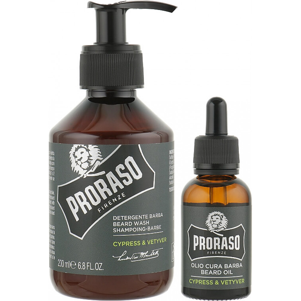 Набор для бороды - Proraso Duo Pack Oil + Shampoo Cypress & Vetyver фото 2