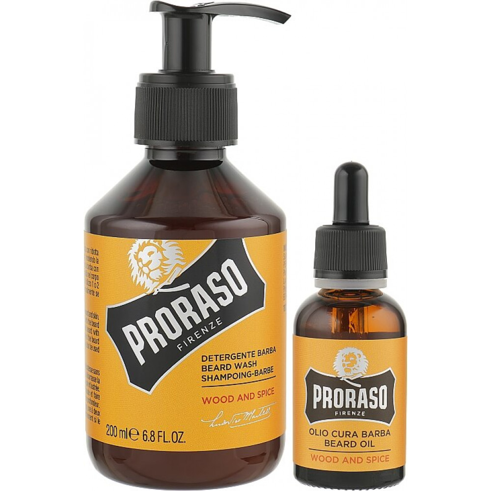 Набір для бороди - Proraso Duo Pack Oil + Shampoo Wood & Spice фото 2