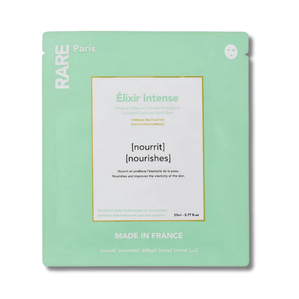 Поживна маска для обличчя з гіалуроновою кислотою та скваланом - Rare Paris Elixir Intence Ecological Cellulose Facial Mask - Фото 1
