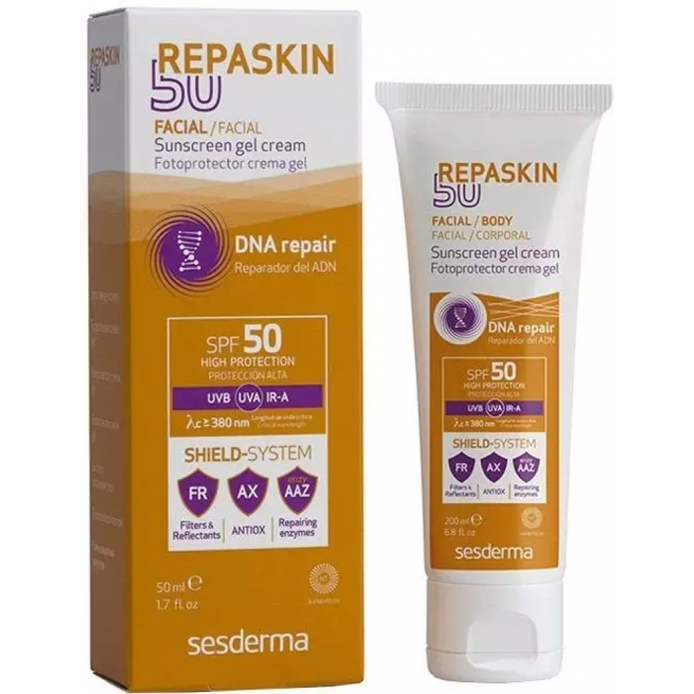 Сонцезахисний крем-гель для обличчя SPF50 - Sesderma Repaskin Facial Sunscreen gel crem