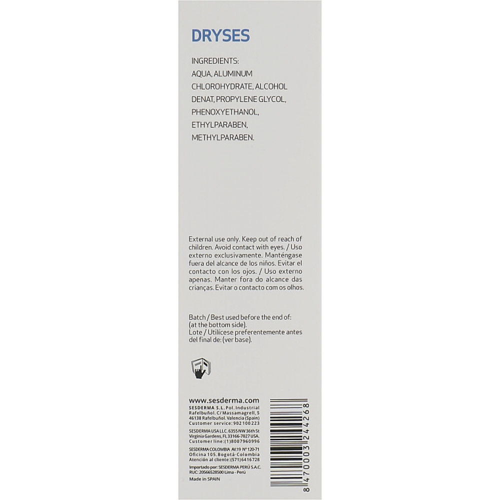 Спрей від рясного потовиділення - Sesderma Laboratories Dryses Antitranspirant Solution фото 3