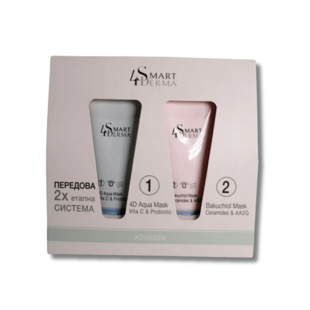 Передовая 2-х этапная маска для интенсивного увлажнения – Smart4Derma 4D Aqua Mask + Bakuchiol Mask 75ml+75ml - Фото 1