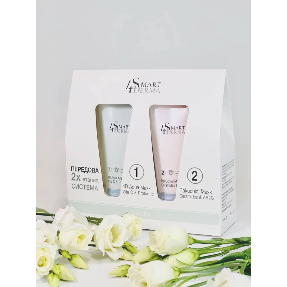 Передова 2-х етапна маска для інтенсивного зволоження - Smart4Derma 4D Aqua Mask + Bakuchiol Mask 75ml+75ml фото 3