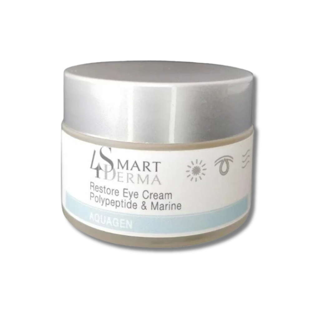 Увлажняющий дренажный крем вокруг глаз от темных кругов и отеков - Smart4Derma Aquagen Restore Eye Cream Polypeptide & Marine - Фото 1