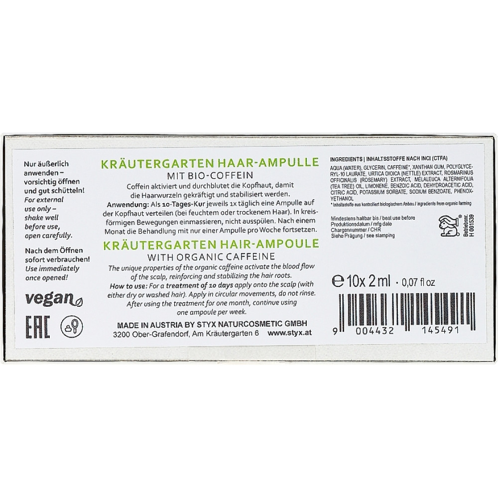 Ампули для волосся з біо-кофеїном - Styx Naturcosmetic Hair-Ampoule With Organic Caffeine фото 2