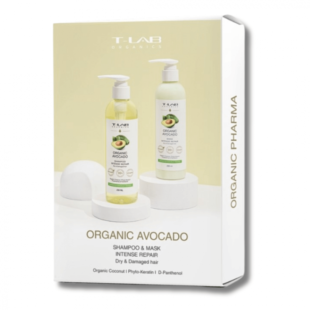 Набір для сухого та пошкодженого волосся - T-LAB Professional Organic Avocado Shampoo And Mask Set - Фото 1