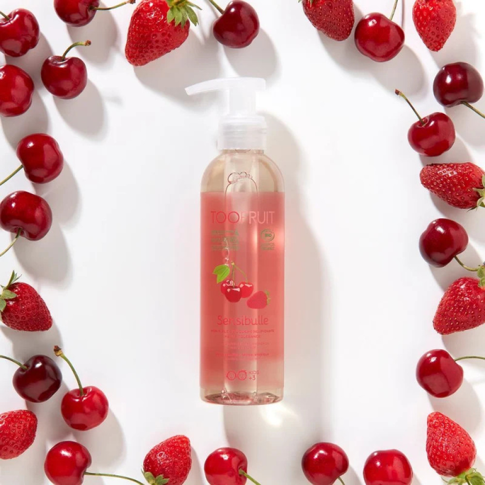 Олія для душу та вмивання Полуниця & вишня "Ніжна турбота" - Toofruit Replenishing Shower Oil High Tolerance фото 2