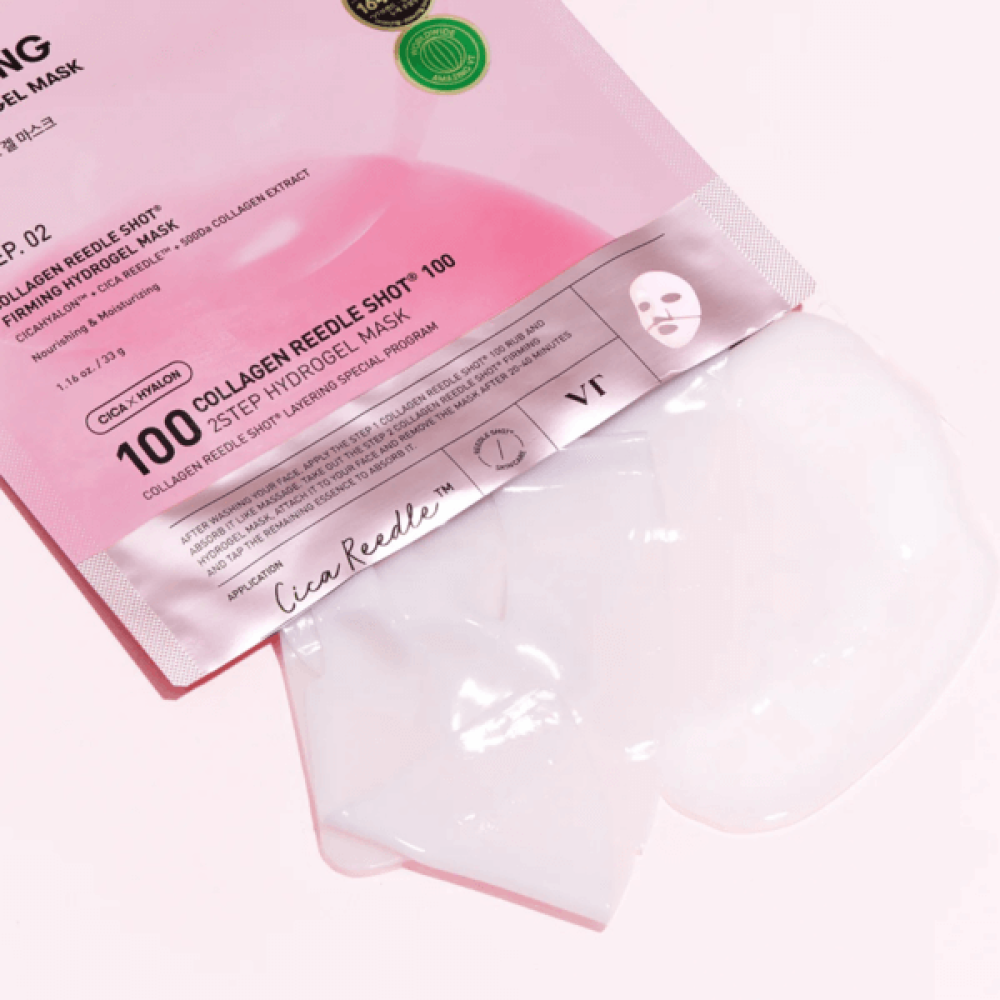 Укрепляющая гидрогелевая маска с коллагеном для лица - VT Cosmetics Collagen Reedle Shot 100 2-Step Hydrogel Mask фото 2
