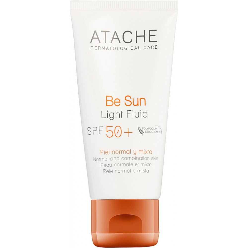 Омолаживающий солнцезащитный крем для всех типов кожи SPF 50+ - Atache Be Sun Light Fluid SPF 50+ - Фото 1