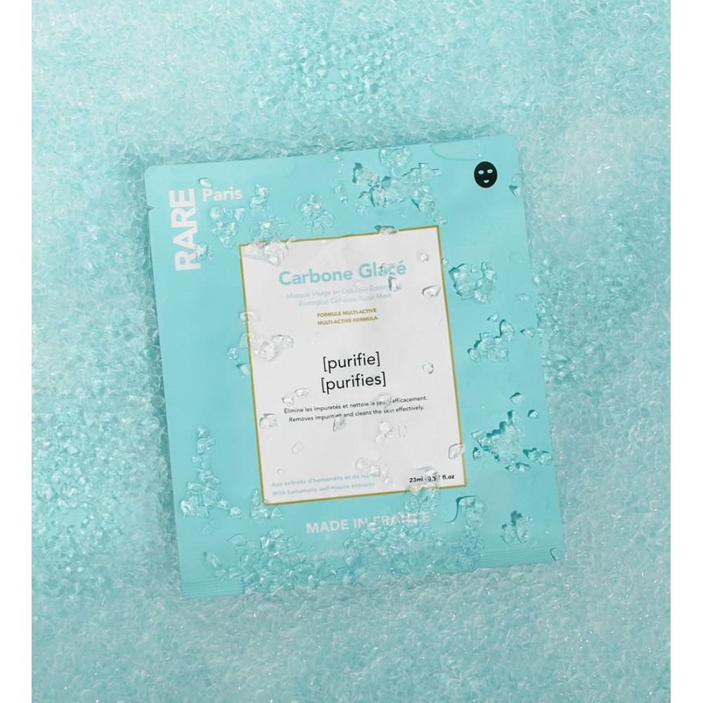 Чорна тканинна маска для очищення і детокса шкіри - Rare Paris Carbone Glace Ecological Cellulose Facial Mask фото 4