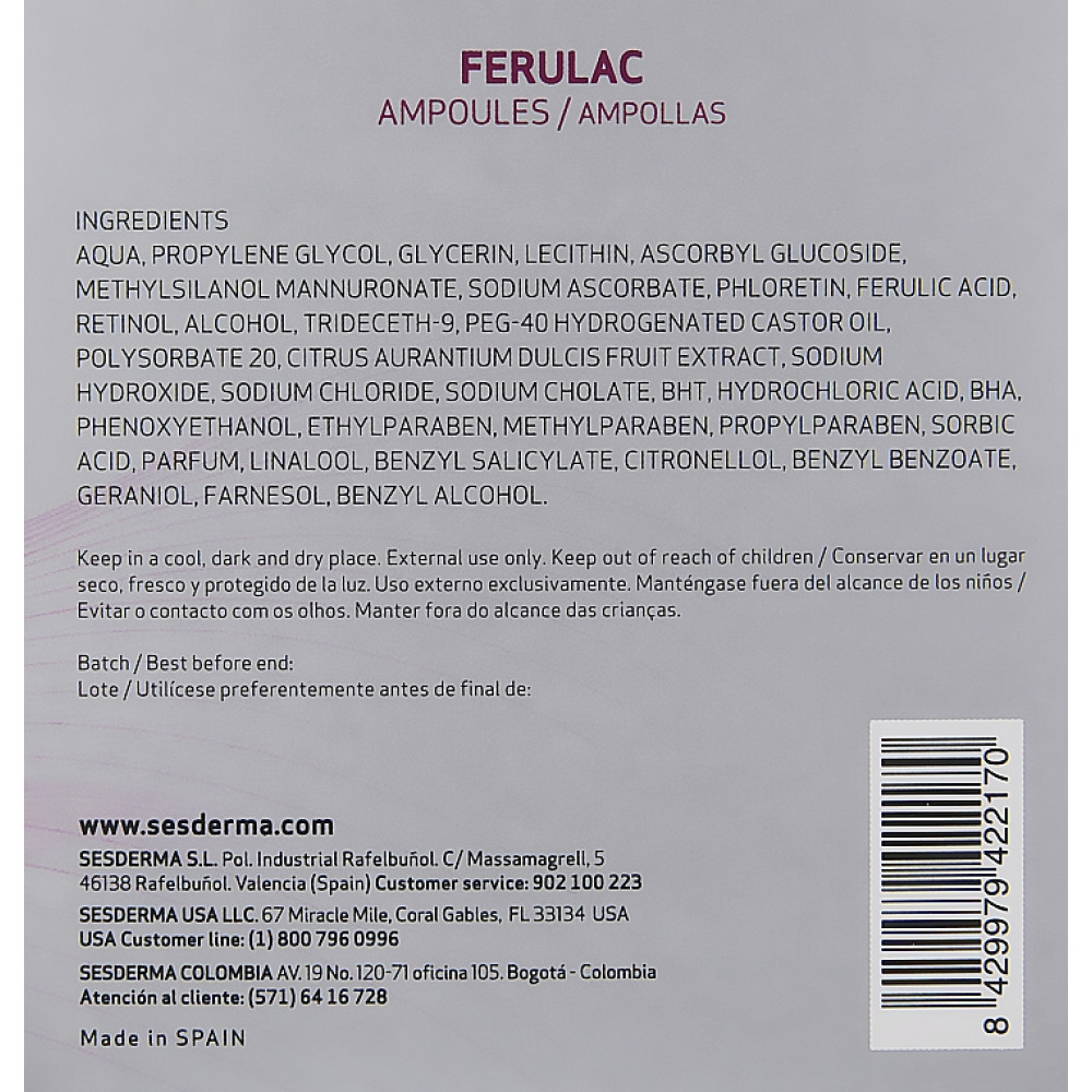 Липосомальная сыворотка - SeSDerma Ferulac Liposomal Ampoules фото 3