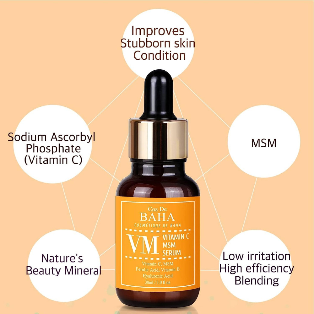 Сироватка з вітаміном С, ферулловою кислотою, вітаміном Е та MSM -  Cos de Baha Vitamin C Facial Serum With MSM фото 4